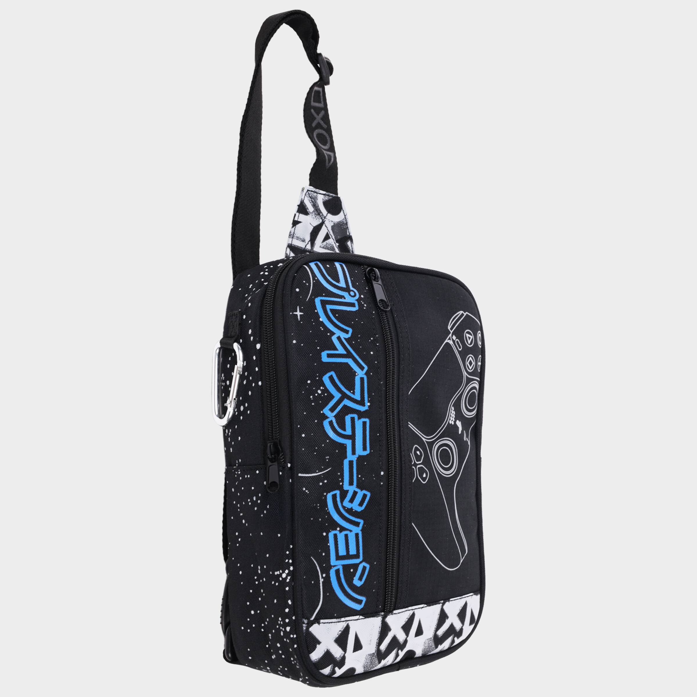 Angle. Sony - PlayStation Offset Zipper Sling Bag - Black.