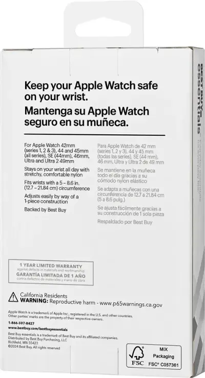 Best Buy essentials™ Nylon Band for Apple Watch 44mm, 45mm, SE