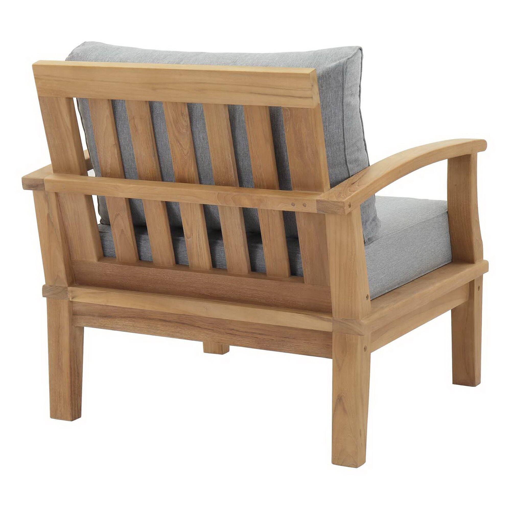 Alt View 2. Modway - Marina Outdoor Patio Teak Armchair by Modway - Natural Gray.
