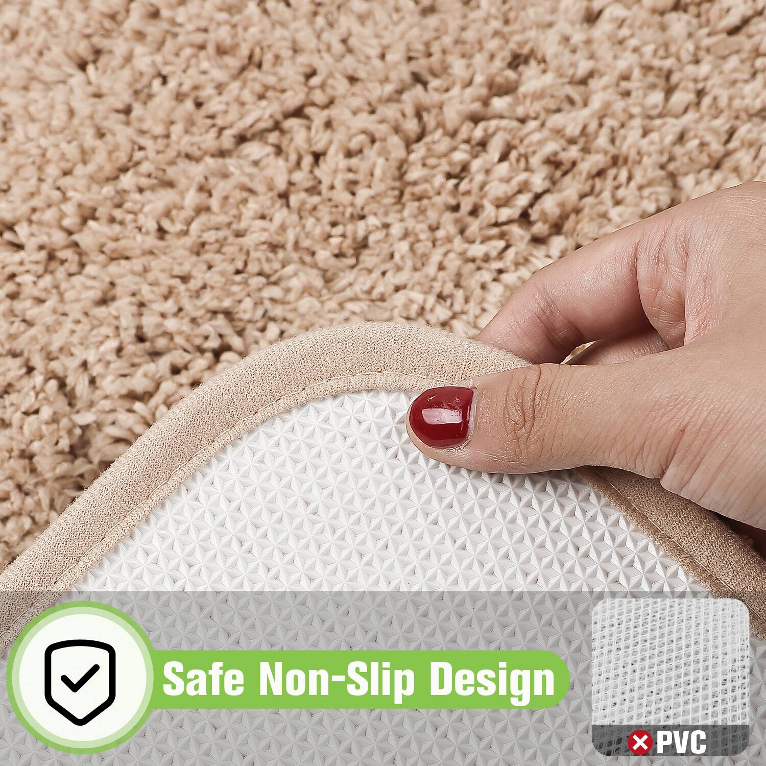 Safe Non-Slip Design  
x PVC