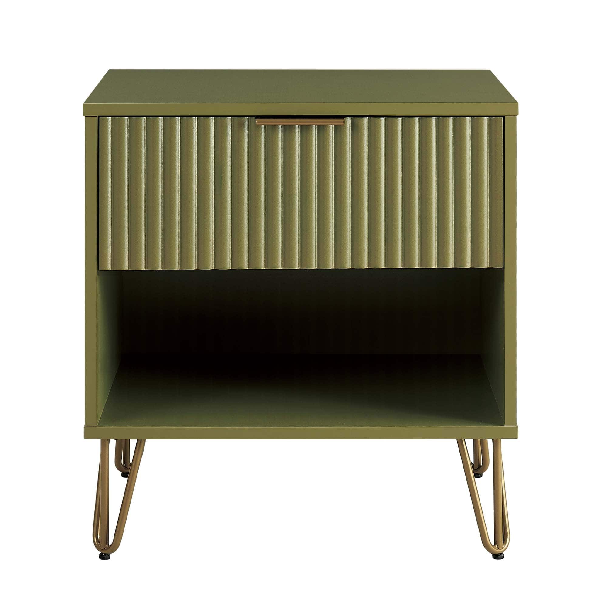 Manhattan Comfort - Dumbo Modern 20" Fluted Nightstand - Olive Green