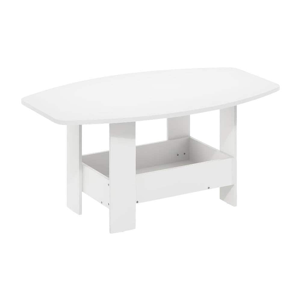 FurniFact - Coffee Table with Storage Compartment and Sleek Modern Design - White