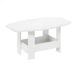 FurniFact - Coffee Table with Storage Compartment and Sleek Modern Design - White