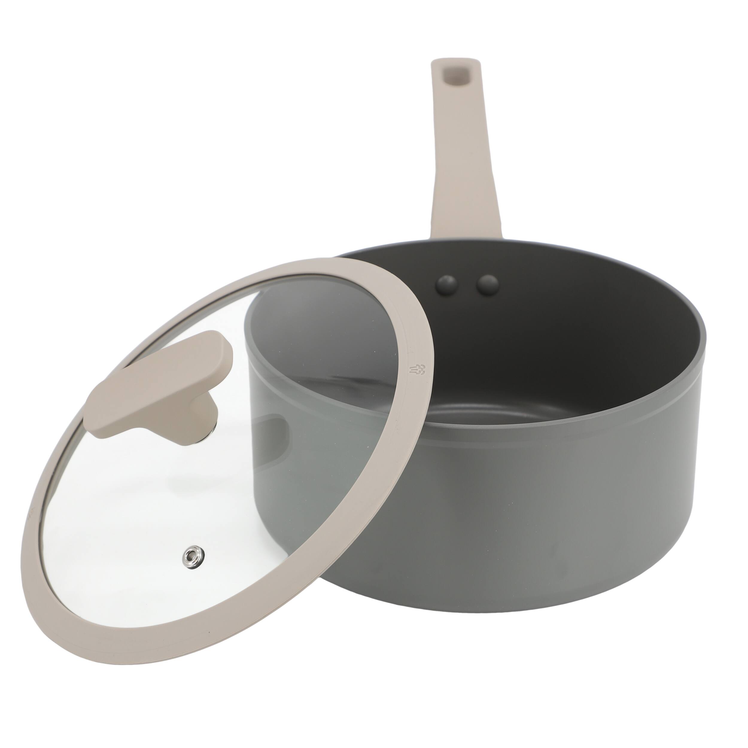 Alt View 1. Oster - Oster Ambrose 3 Quart Nonstick Aluminum Saucepan with Lid in Matte Grey - Grey.