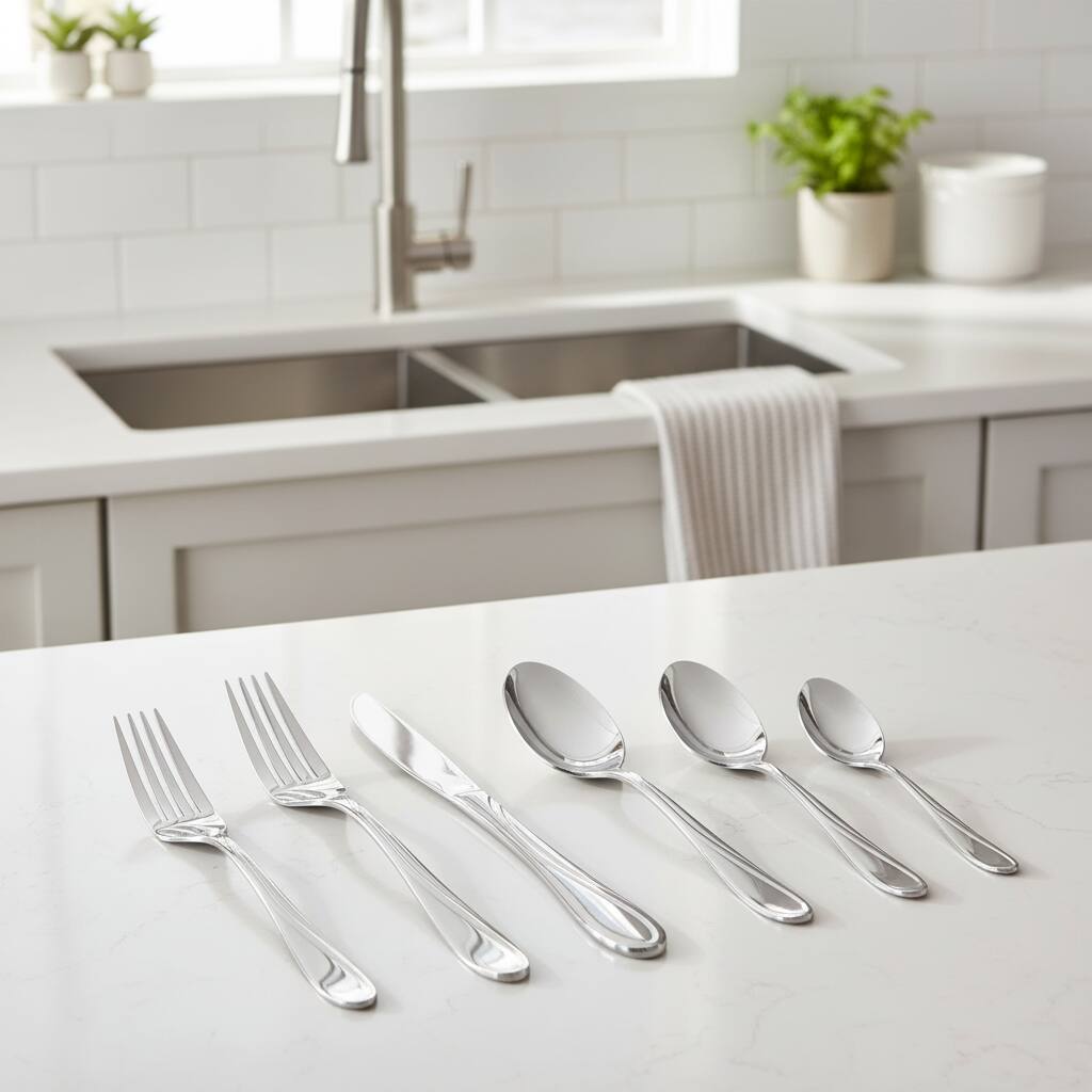 Alt View 1. Dazzed Corner - 20-Piece Stainless Steel Flatware Set,Silverware Set Service for 4 - Silver.