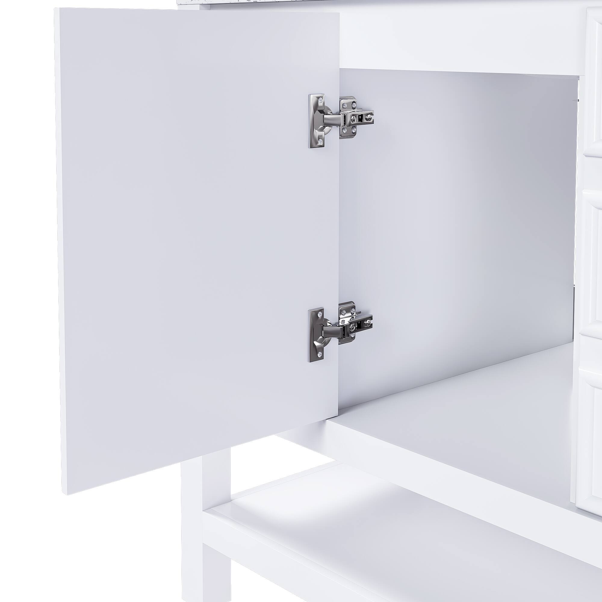 Alt View 7. TinyHomie - 36 inch bathroom vanity without sink featuring one cabinet and three drawers in white - White.