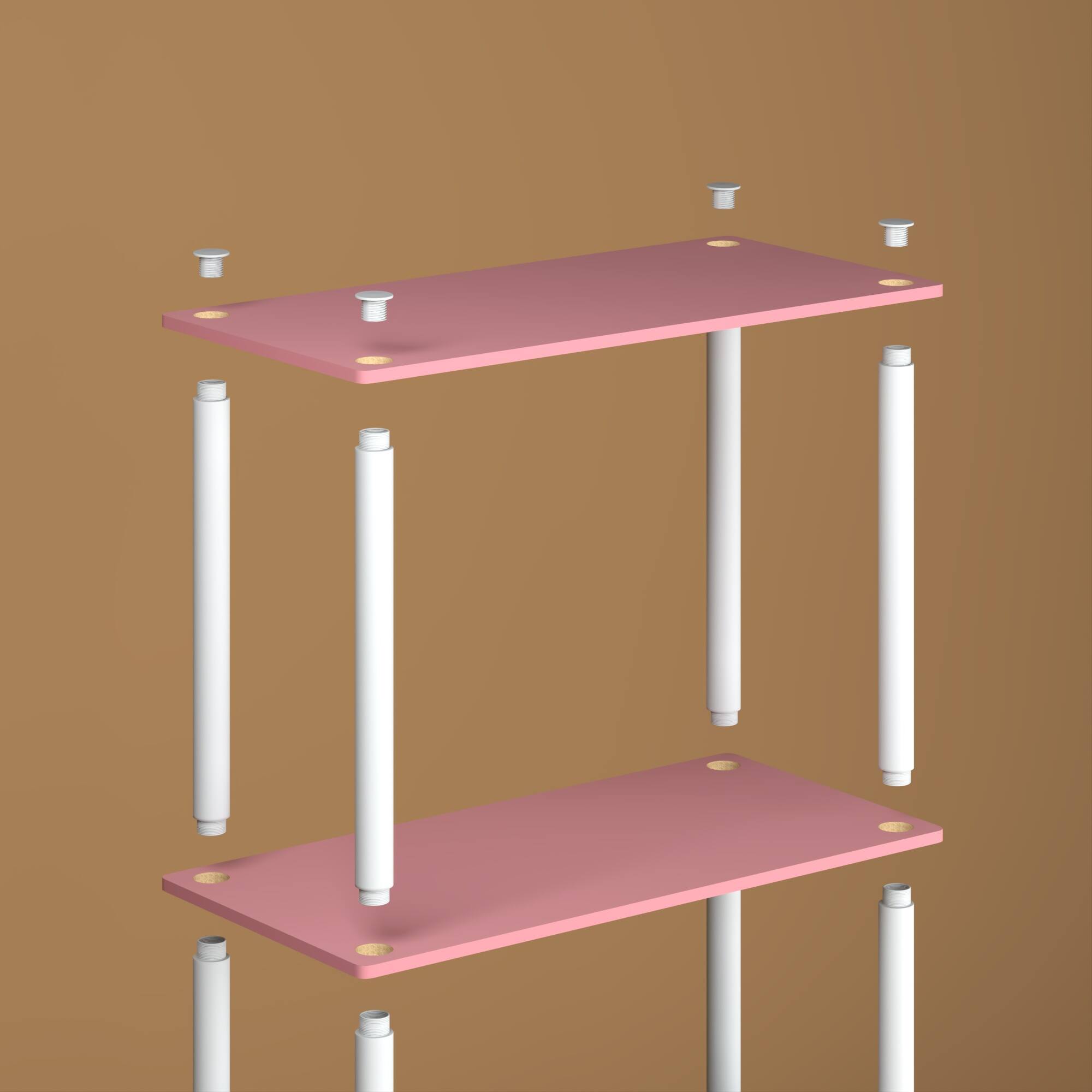 Alt View 4. HOMLUX - 5-Tier 57.4" Open Shelf Bookcase Compact Storage Bookshelf for Living Room Bedroom Office Pink & White - Pink & White.