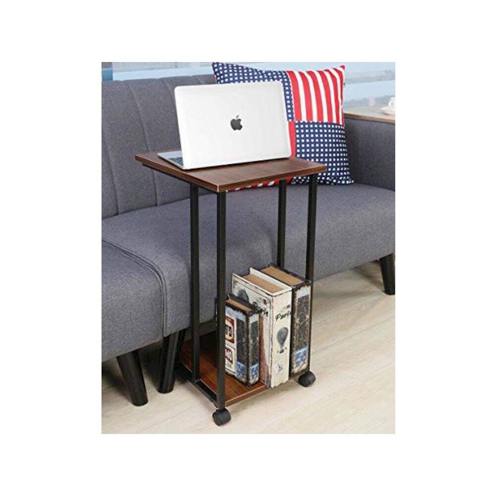 Alt View 6. JJS - Side End C Table For Sofa - Walnut/Black.