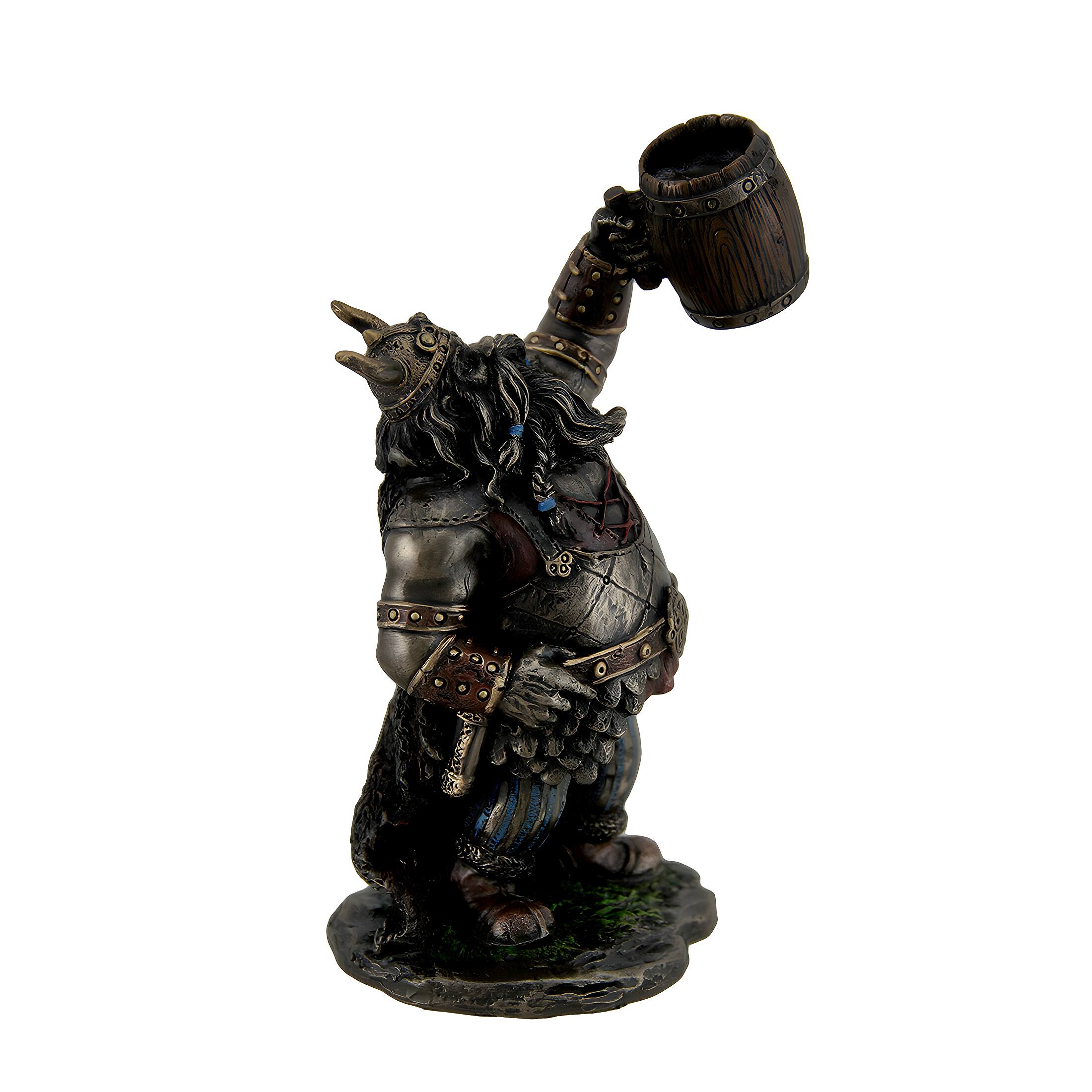 Alt View 1. Veronese Design - Viking Warrior Toasting the Dead Statue Figurine - Brown.