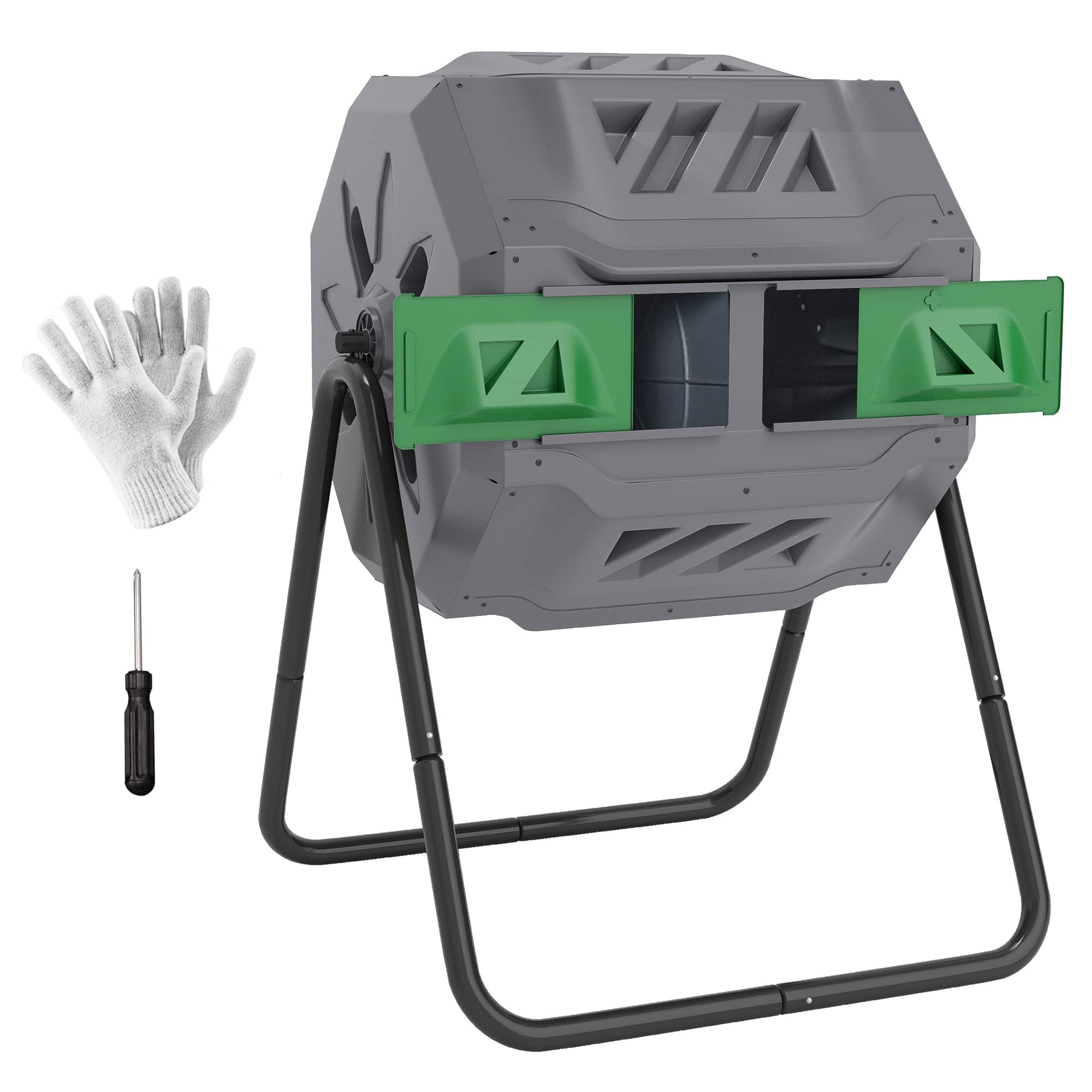 Outsunny - Tumbling Compost Bin Outdoor 360° Dual Chamber Rotating Composter 43 Gallon - Light Gray price history on PriceWatchPro