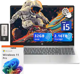 HP - Pavilion 15.6" HD Touchscreen Laptop,Intel i5-1235U,32GB RAM,2TB SSD+160GB Docking Station Set,Win 11 Pro - Silver