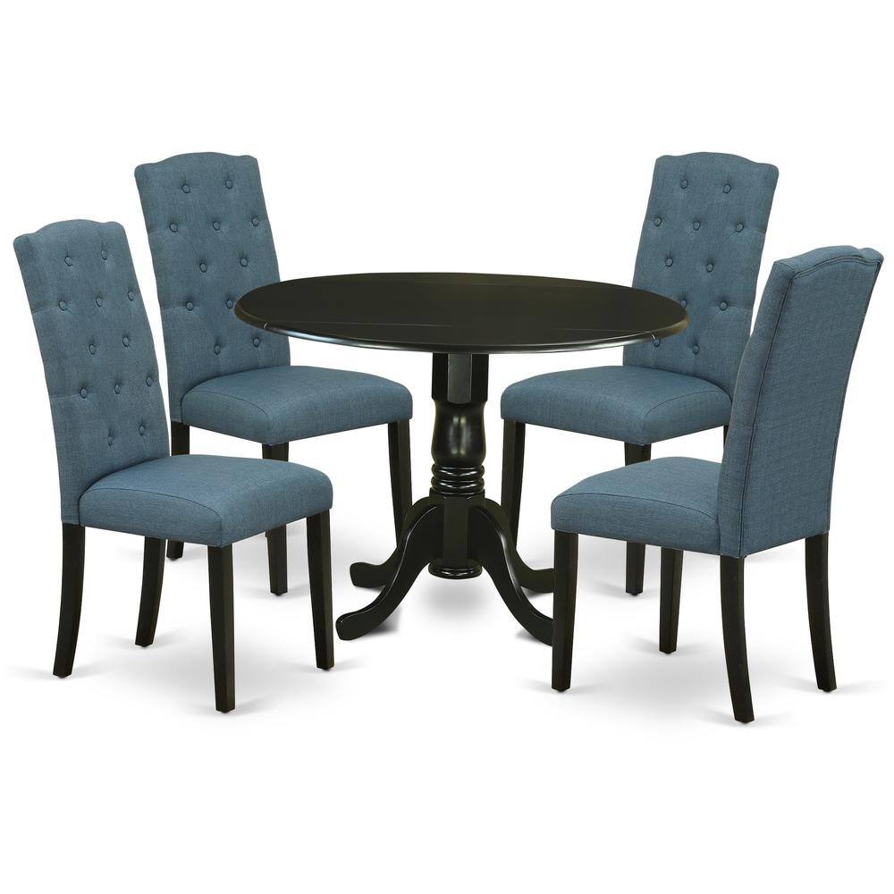 Back. East West Furniture - Dining Room Set Black - Brown.