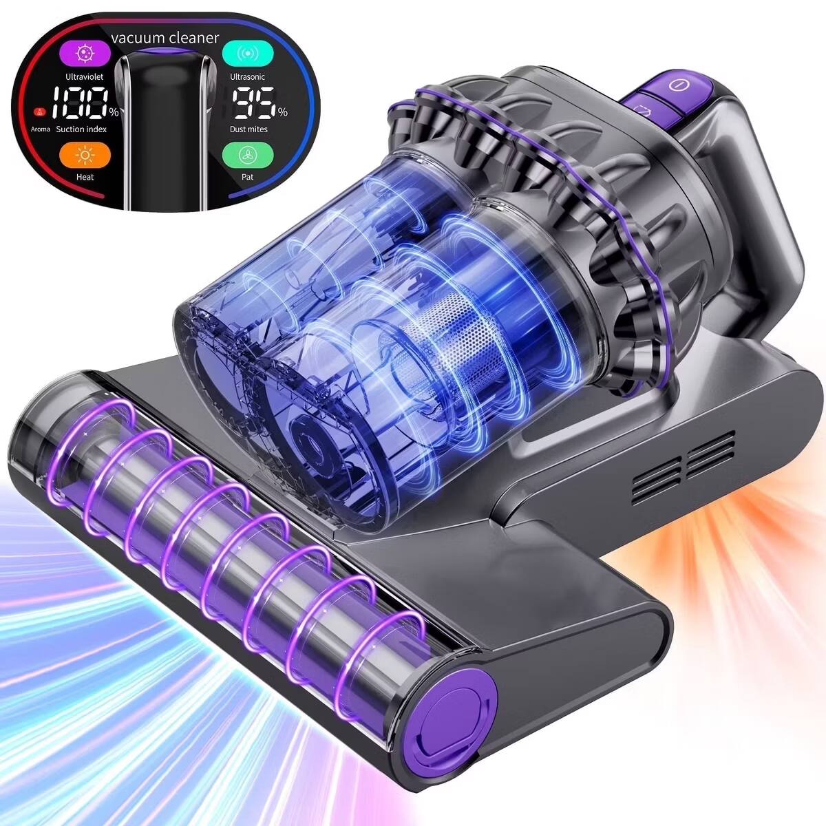 vacuum cleaner

Ultraviolet 100% Aroma Suction Index
Ultrasonic 95% Dust mites
Heat
Pat