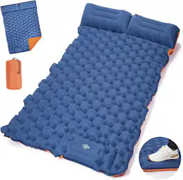 CAMULAND - Camping Mattress with Pillow Built-in Foot Pump - Navy Blue
