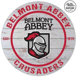 Jardine - Belmont Abbey Crusaders 20'' Indoor/Outdoor Weathered Circle Sign - White