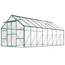 Outsunny - x 16' Polycarbonate Greenhouse Walk-in Aluminum Greenhouse, Adjustable Roof Vent, Rain Gutter