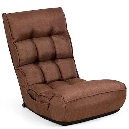 Front. Gymax - Gymax 4-Position Floor Chair Folding Lazy Sofa w/Adjustable Backrest & Headrest Coffee - Coffee.