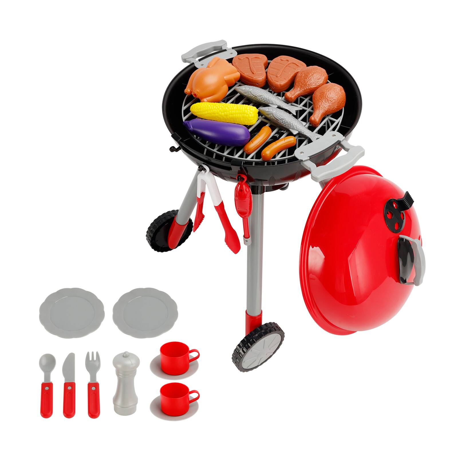 Alt View 8. Topteng - Interactive Kids BBQ Grill Toy Set with Sizzle Sound & Light - Pretend Play Kitchen with Food, Cooking Toy for toddler.