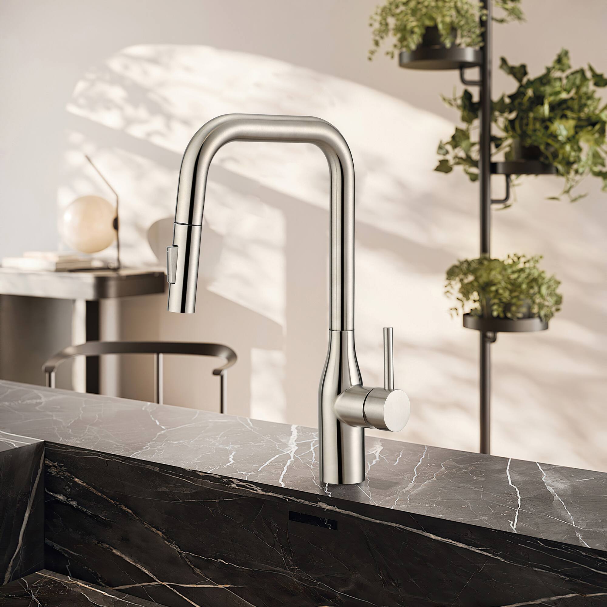Left. Bothwa Home - Brook 15.6 - Inch Kitchen Faucet - Brushed Nickel.