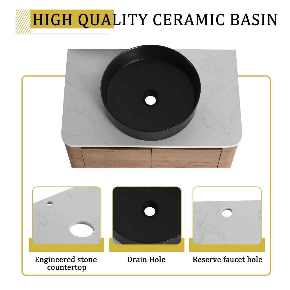 HIGH QUALITY CERAMIC BASIN

Engineered stone countertop
Drain Hole
Reserve faucet hole