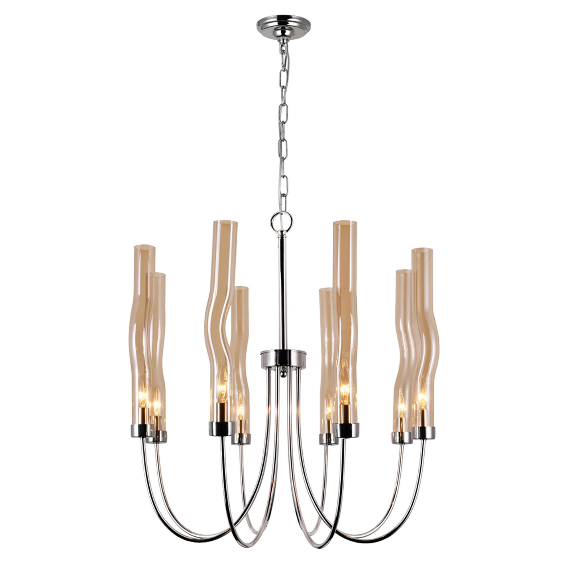 Left. CWI Lighting - Meduse 8 Light Chandelier With Polished Nickel Finish - Polished Nickel.