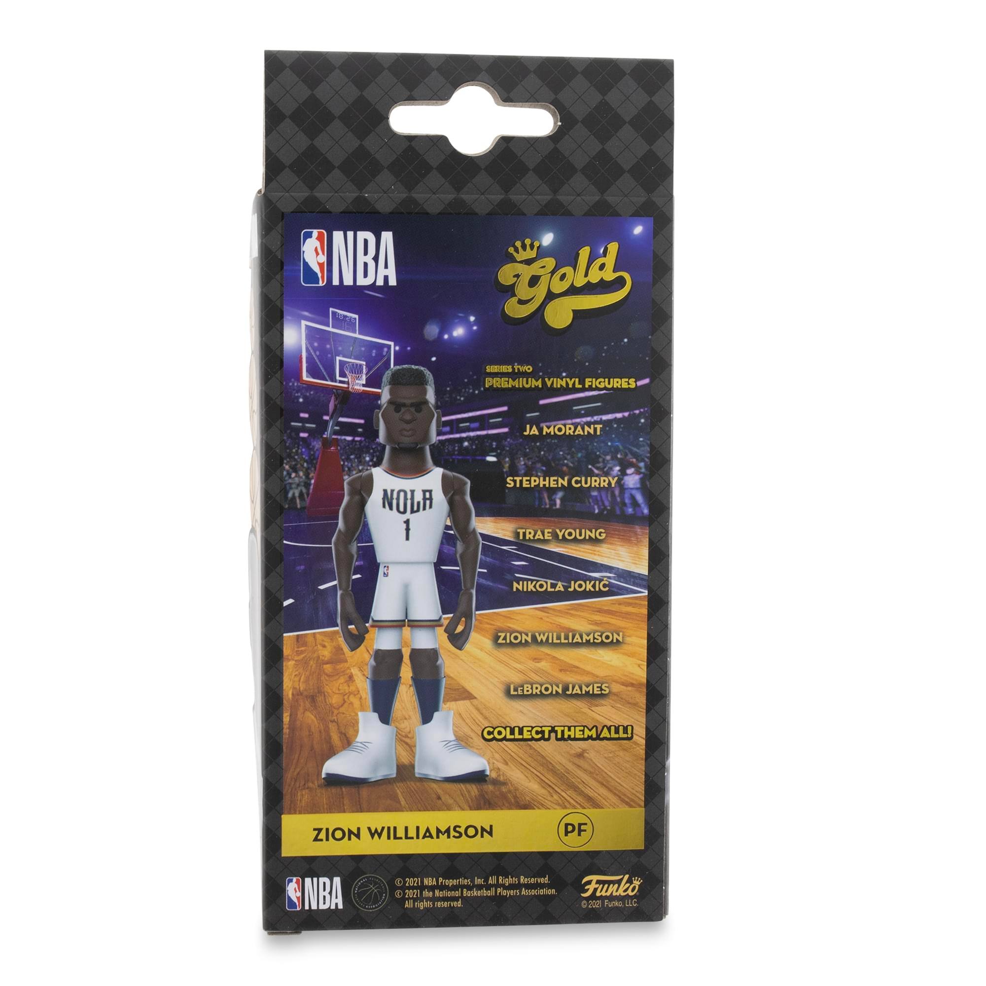 NBA Fold - to PREMIUM VINYL FIGURES

JA MORANT  
STEPHEN CURRY  
TRADE YOUNG  
NIKOLA JOKIC  
ZION WILLIAMSON  
LEBRON JAMES  

COLLECT THEM ALL

ZION WILLIAMSON  
PF

NBA Properties Inc.  
© 2021 NBA Properties, Inc.  
All rights reserved.  
© 2021 NBA Players Association.  
All rights reserved.  
© 2021 Funko LLC.