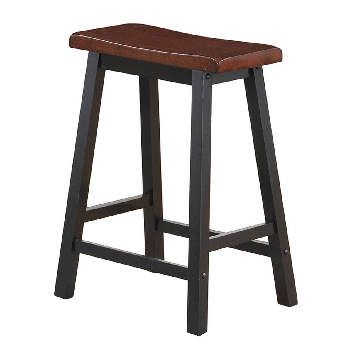 Alt View 5. Gymax - Gymax Set of 2 Bar Stools 24''H Saddle Seat Pub Chair Home Kitchen Dining Room Brown - brown and black.