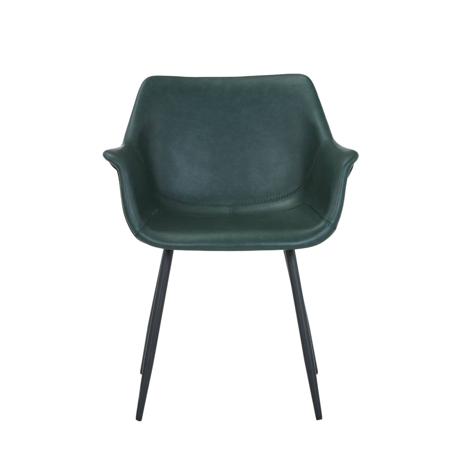 Alt View 6. LeisureMod - Markley Modern Distressed Leather Dining Chair with Iron Legs - Olive Green.