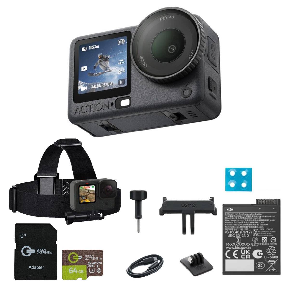 F20-40  
100 1h53m F28 1x 4K30/RS/UW ACTION  
FOV 155  
OSMO  
dji  
Lock GREEN CXTREME Adapter  
GREEN EXTREMETM S V30 XC I 64G GB @  
Rated 11/14/37 IS 16046 (Part2) KG 62133-2 2 X R-XXXXXXXX R29249 www.bis.gov.in UK TP CE CA Li-ion00 CCC