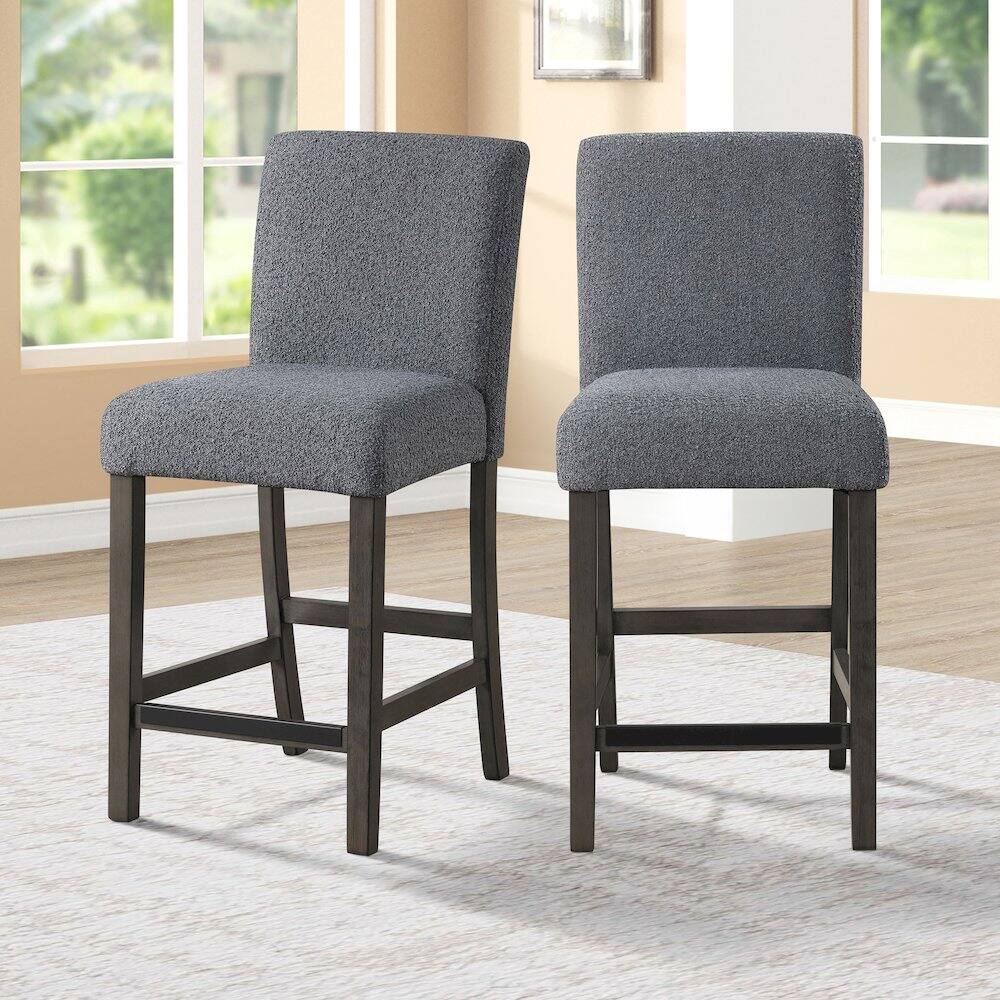 Angle. New Classic Furniture - High Line Upholstered Counter Chair (Set of 2) - Grey.