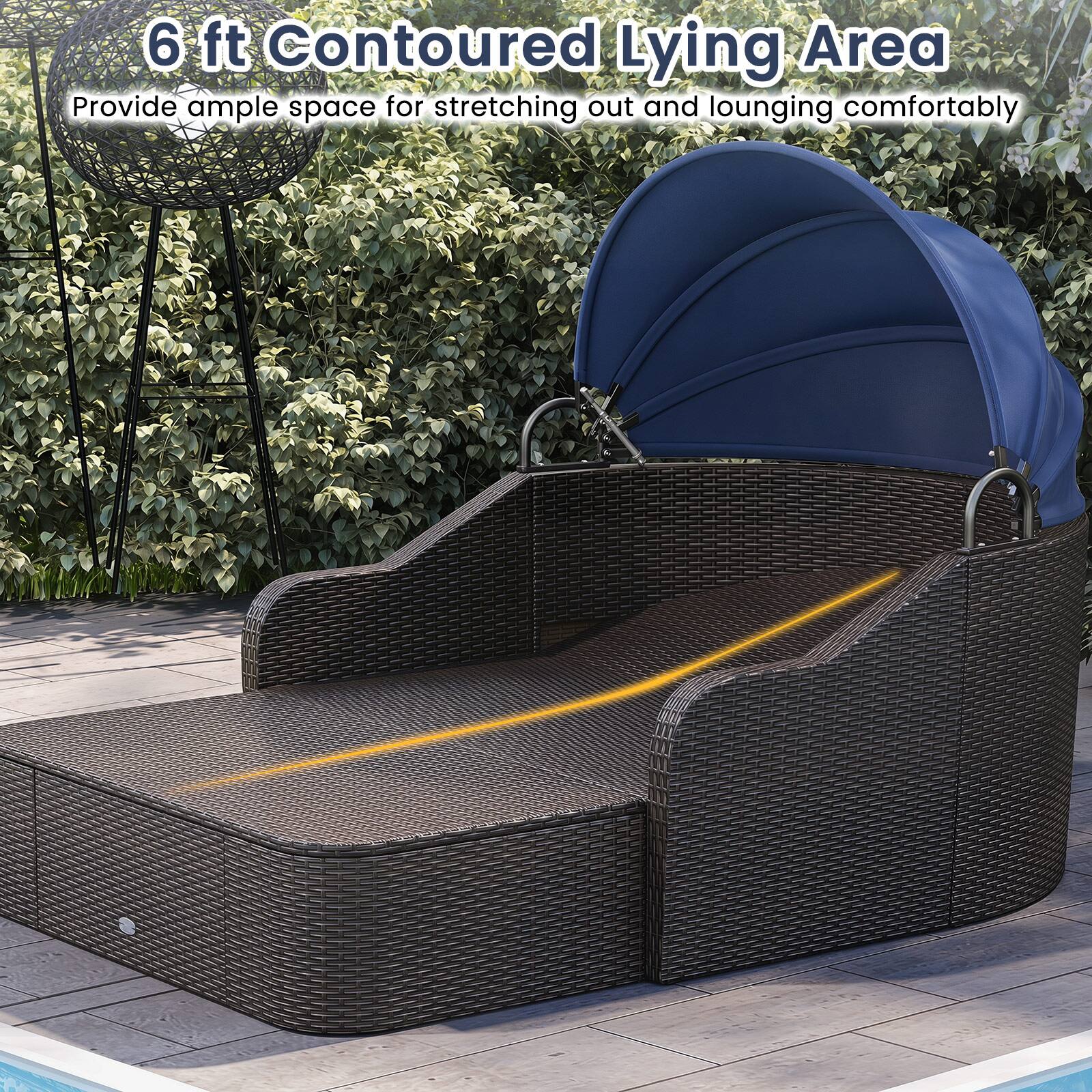 6 ft Contoured Lying Area  
Provide ample space for stretching out and lounging comfortably