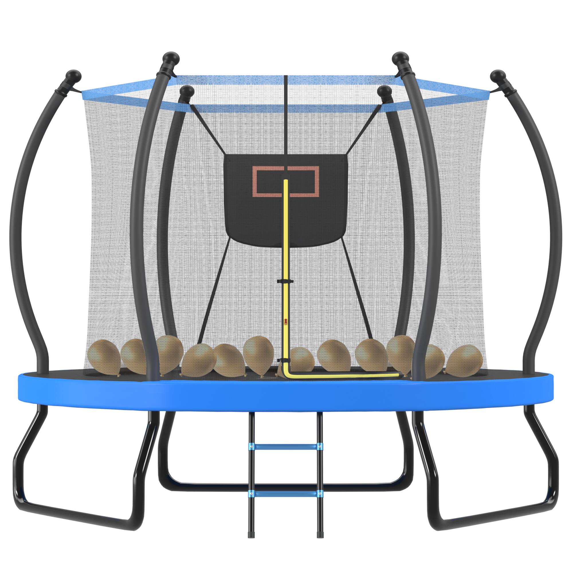 Alt View 5. LOVMOR - Lovmor 10 FT Trampoline with Basketball Hoop and Ladder Recreational Trampoline for Kids.