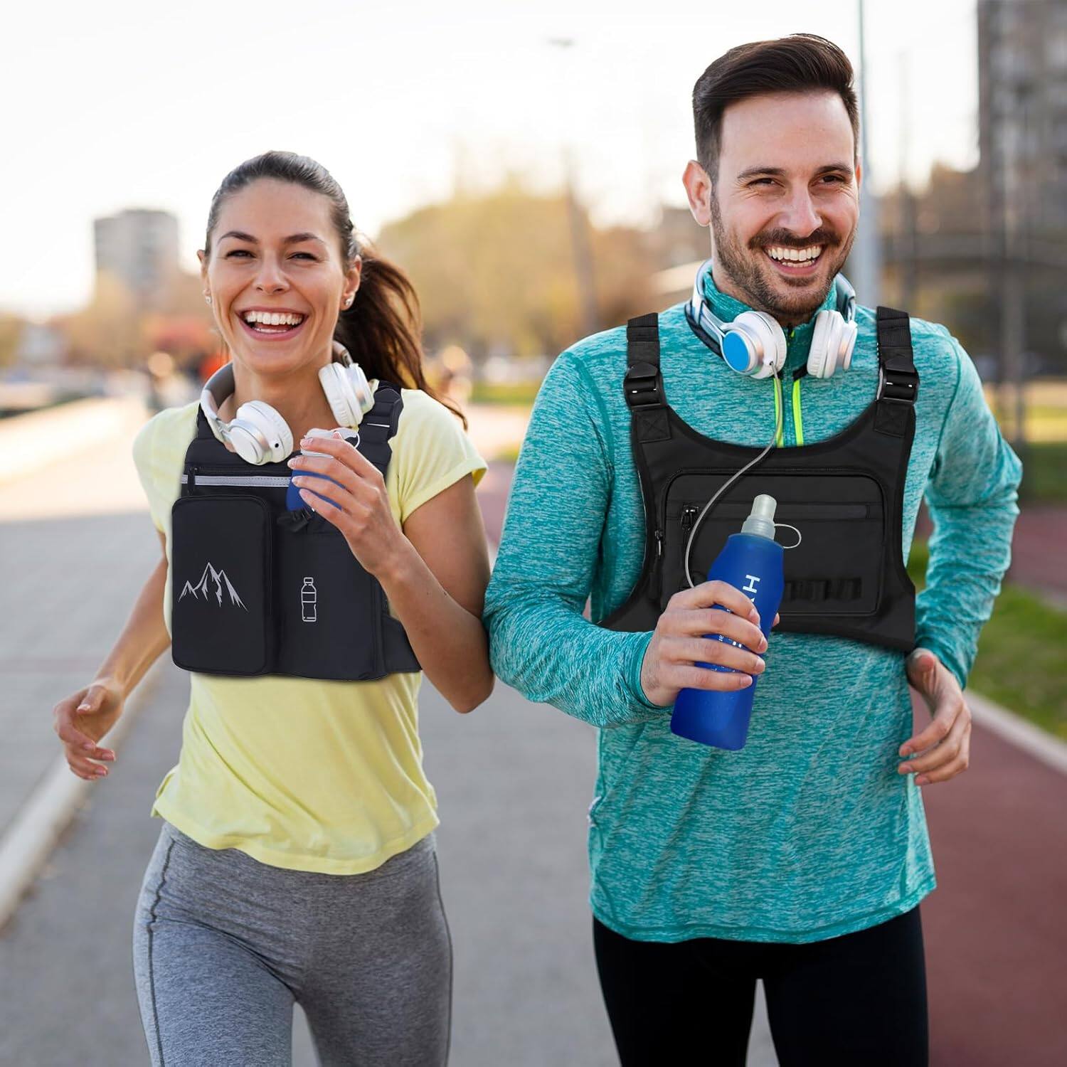 Alt View 5. Wikistore - WIKISTORE Running Chest Pack for Men Women Lightweight Water Resistant with Phone Holder Black - Black.