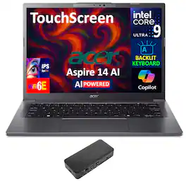 Acer - Aspire 14 AI Laptop 14.0 WUXGA (Intel Ultra 9-288V, 32GB LPDDR5X, 1TB PCIe SSD, Intel Arc 140V, Win 11 Pro) - Steel Gray