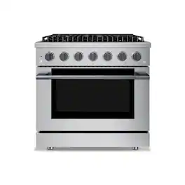Hauslane - HausPro 36 in. 6 Burners Gas Range in Black Stainless Steel with 20,000 BTU and Convection Oven with 5 Rack Positions - Black Stainless Steel