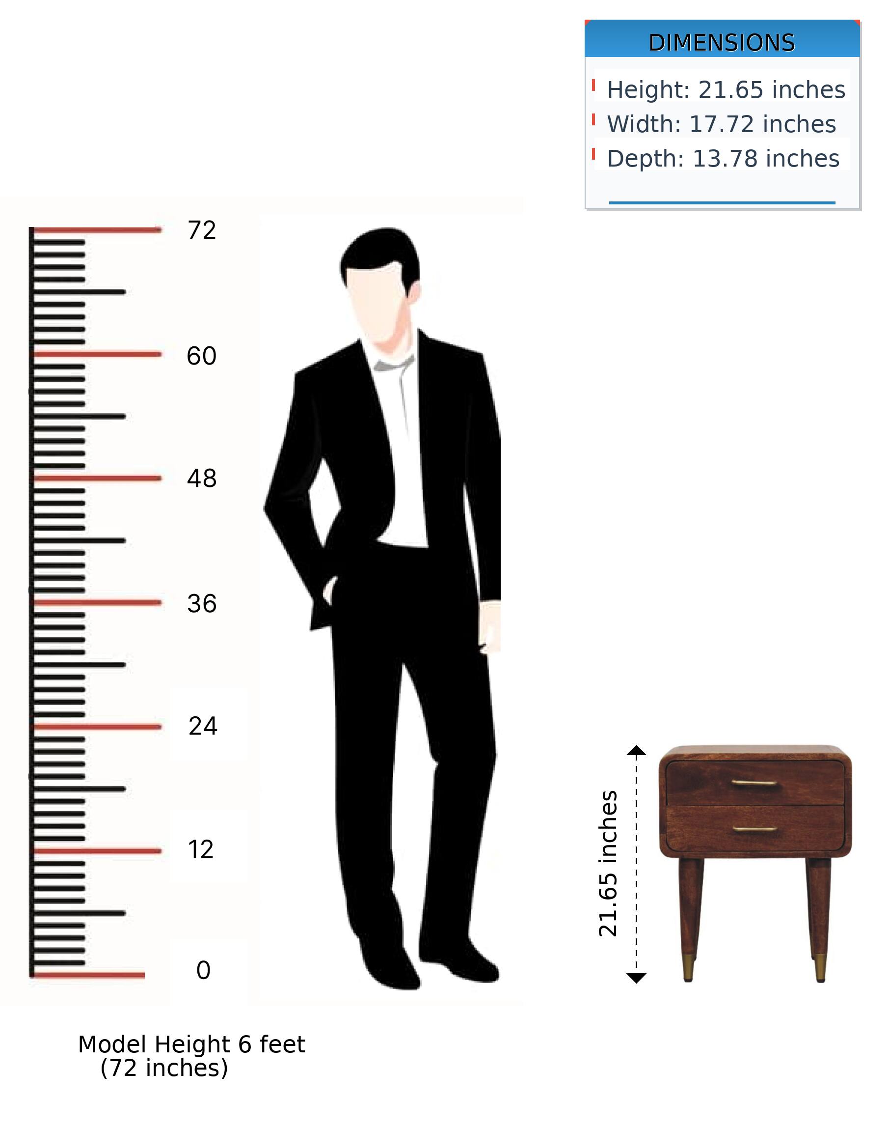 DIMENSIONS  
Height: 21.65 inches  
Width: 17.72 inches  
Depth: 13.78 inches  

Model Height 6 feet (72 inches)
