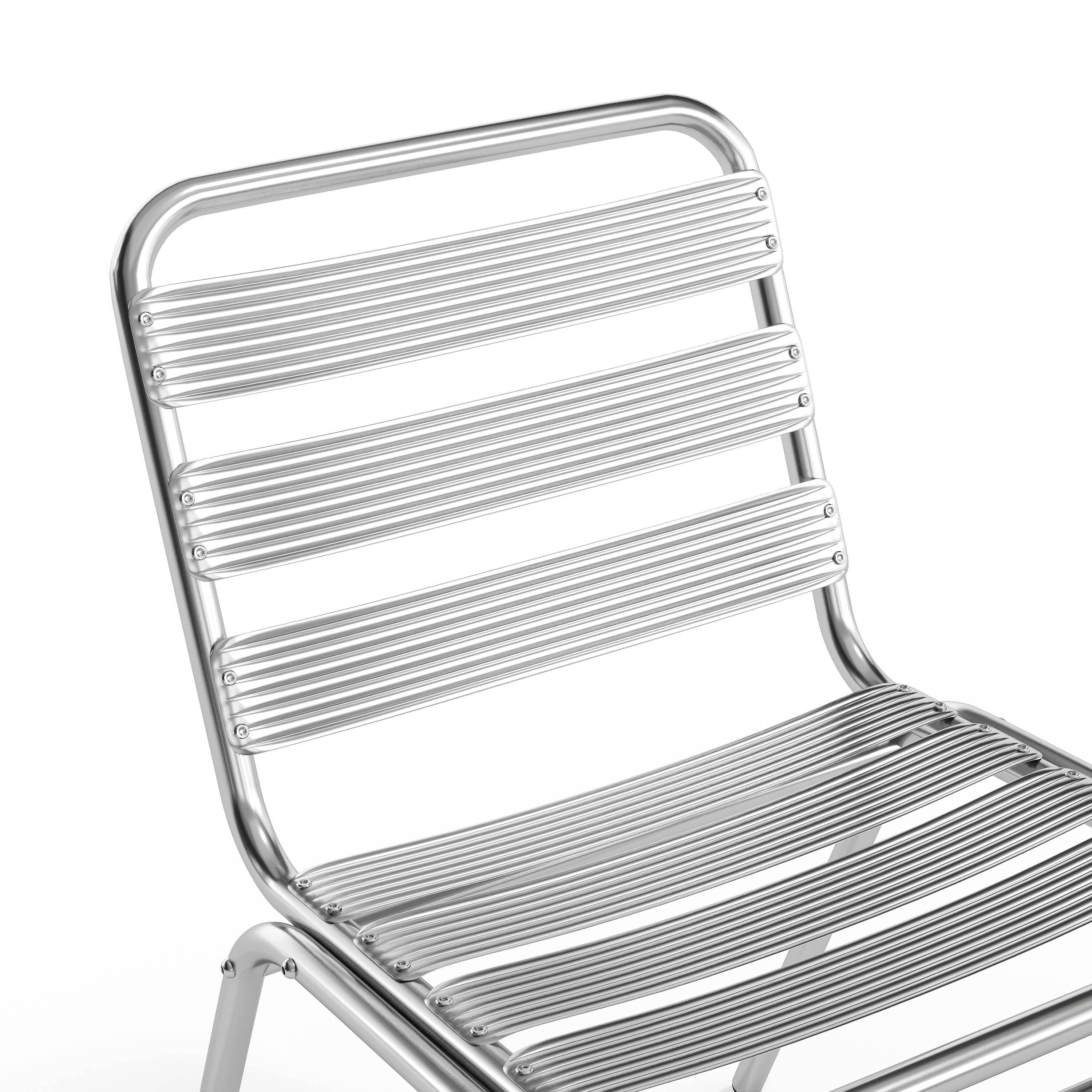 Alt View 10. Emma + Oliver - Metal Commercial Indoor-Outdoor Armless Restaurant Stack Chair with Triple Slat Back - Aluminum.