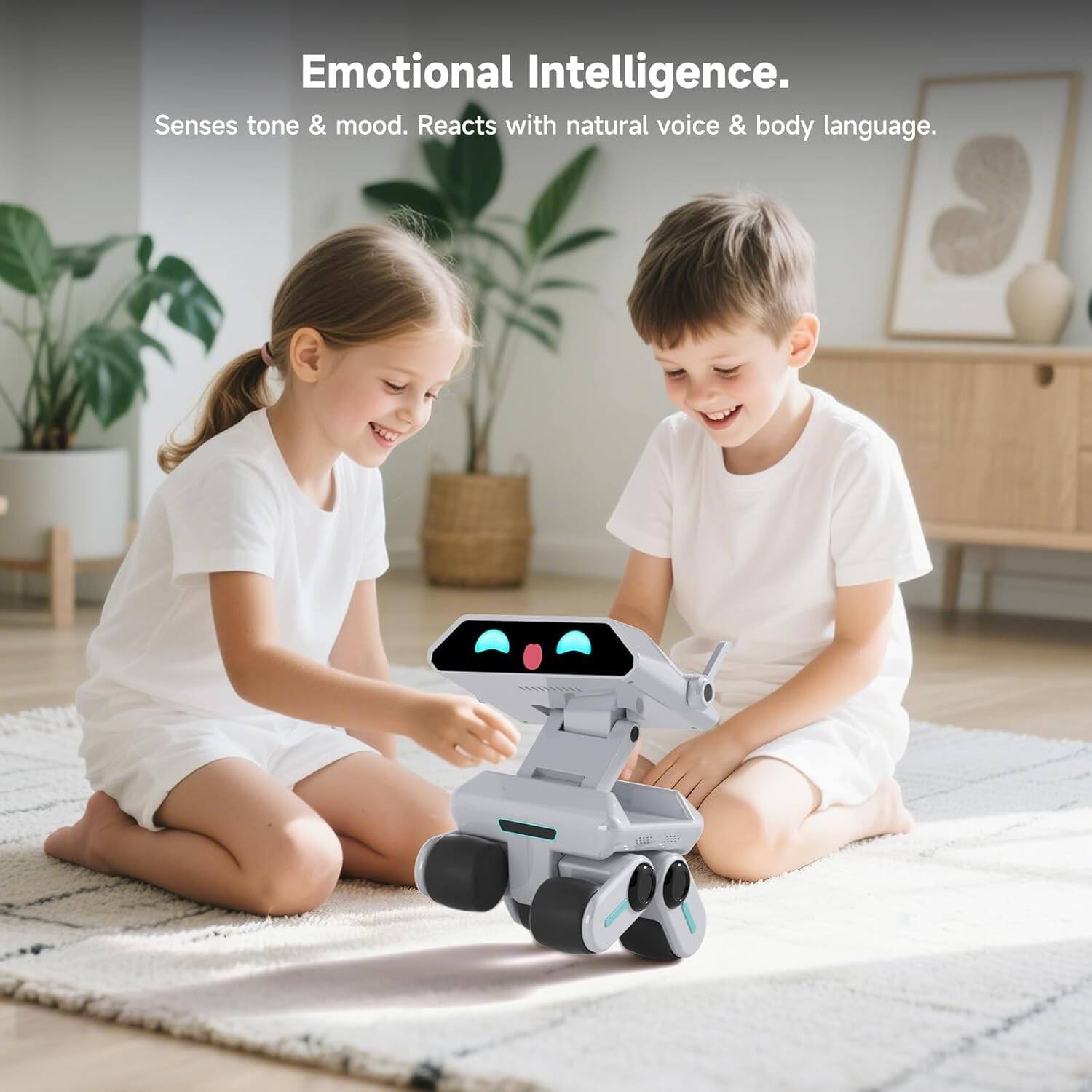 Emotional Intelligence.  
Senses tone & mood. Reacts with natural voice & body language.