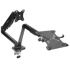Front. Mount-It! - Full Motion Monitor and Laptop Desk Mount with Adjustable Arms and Cable Management for Ergonomic Setup, Black - Black.