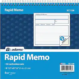 Adams - Accounting Journal, 8.5" x 7.25", 50 Sheets/Book (SC1158) - White