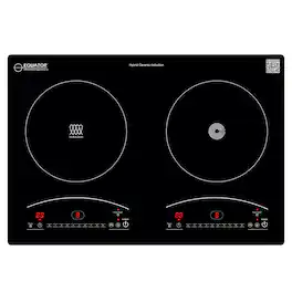 Equator - 20" Built-in Electric Cooktop | Hybrid Ceramic & Induction 2-Burner | 9 Power Levels Triple Heating Element 120V - Black