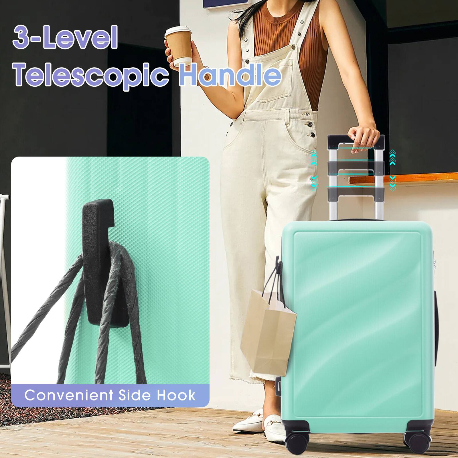 3-Level Telescopic Handle  
Convenient Side Hook