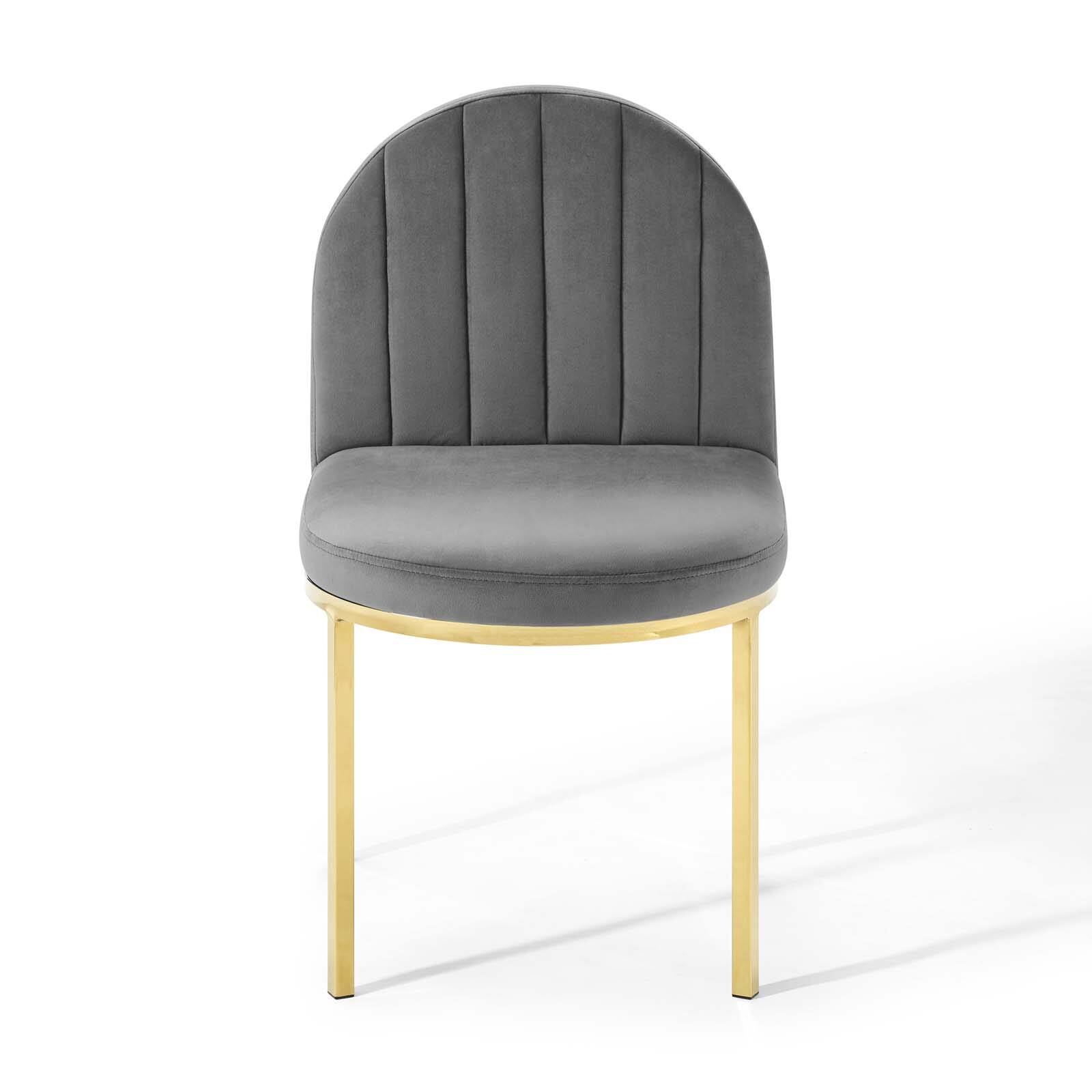 Alt View 4. Modway - Isla Channel Tufted Performance Velvet Dining Side Chair by Modway - Gold Gray.