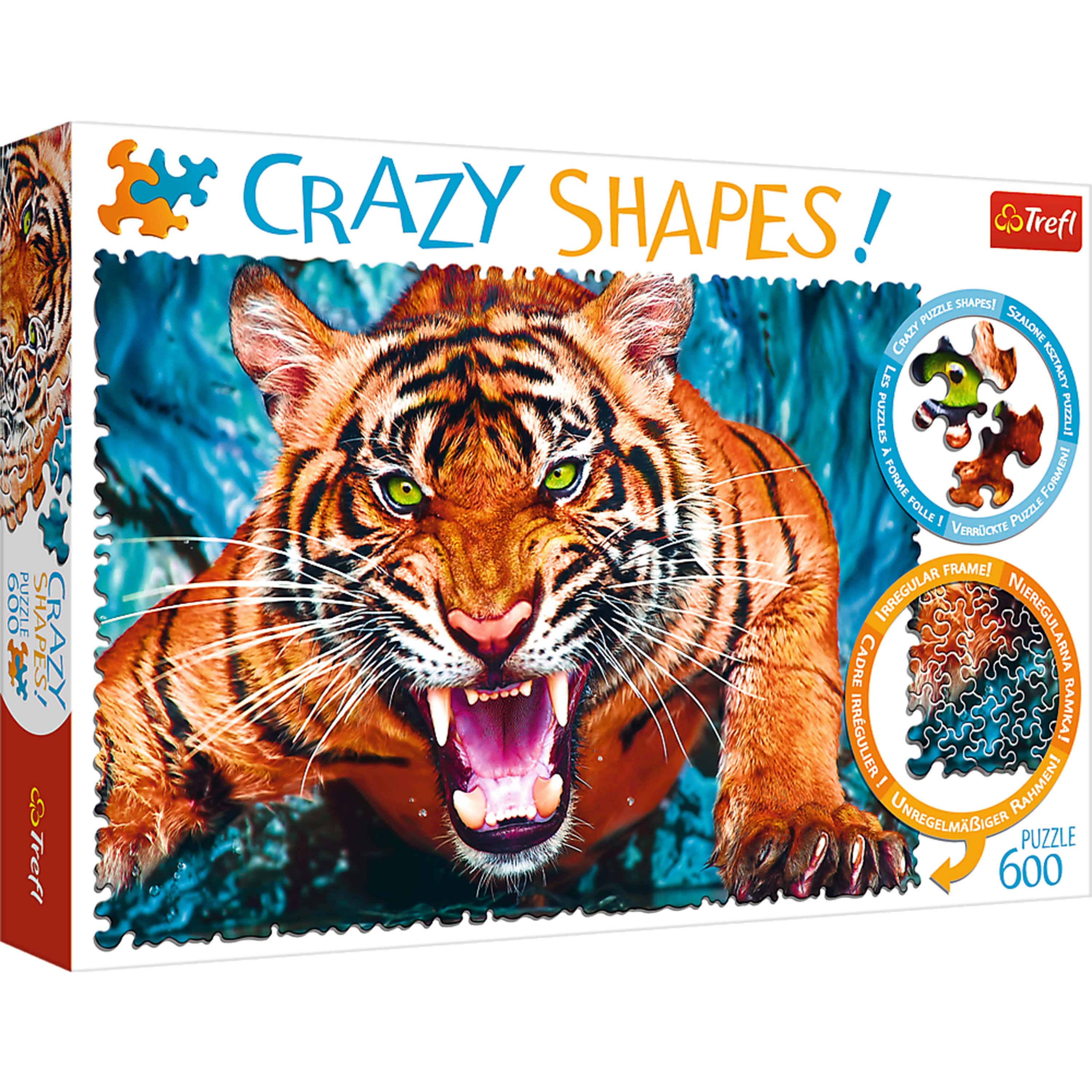 Trefl - Red 600 Piece Crazy Shapes - Facing a tiger