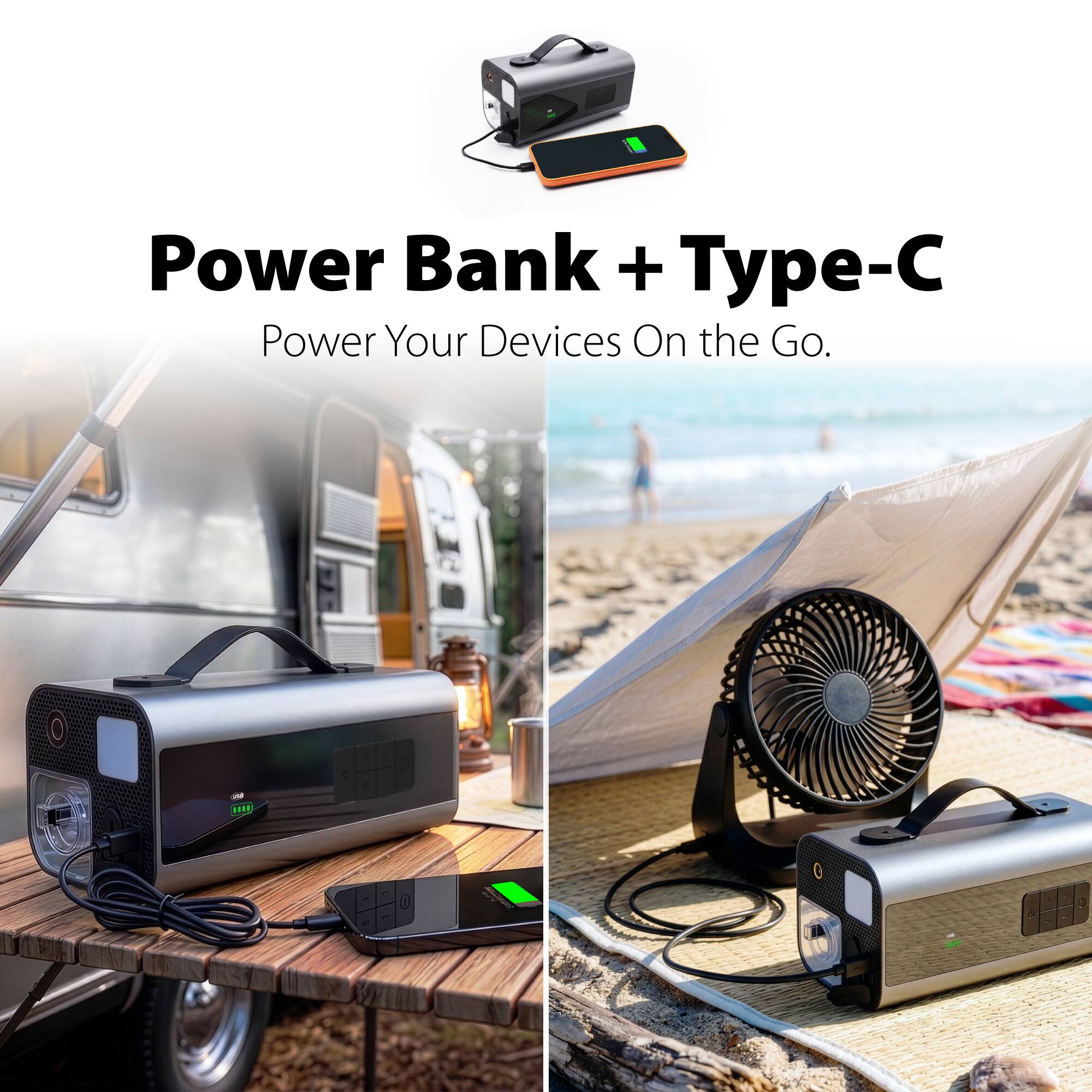 Power Bank + Type-C  
Power Your Devices On the Go.