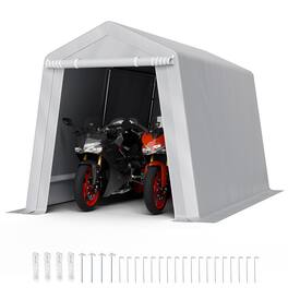 VEVOR - Outdoor Storage Shed, 7 x 12 ft Tent with Roll-up Door & Vents, Waterproof Canopy Shed Shelter, Heavy Duty Frame - Gray