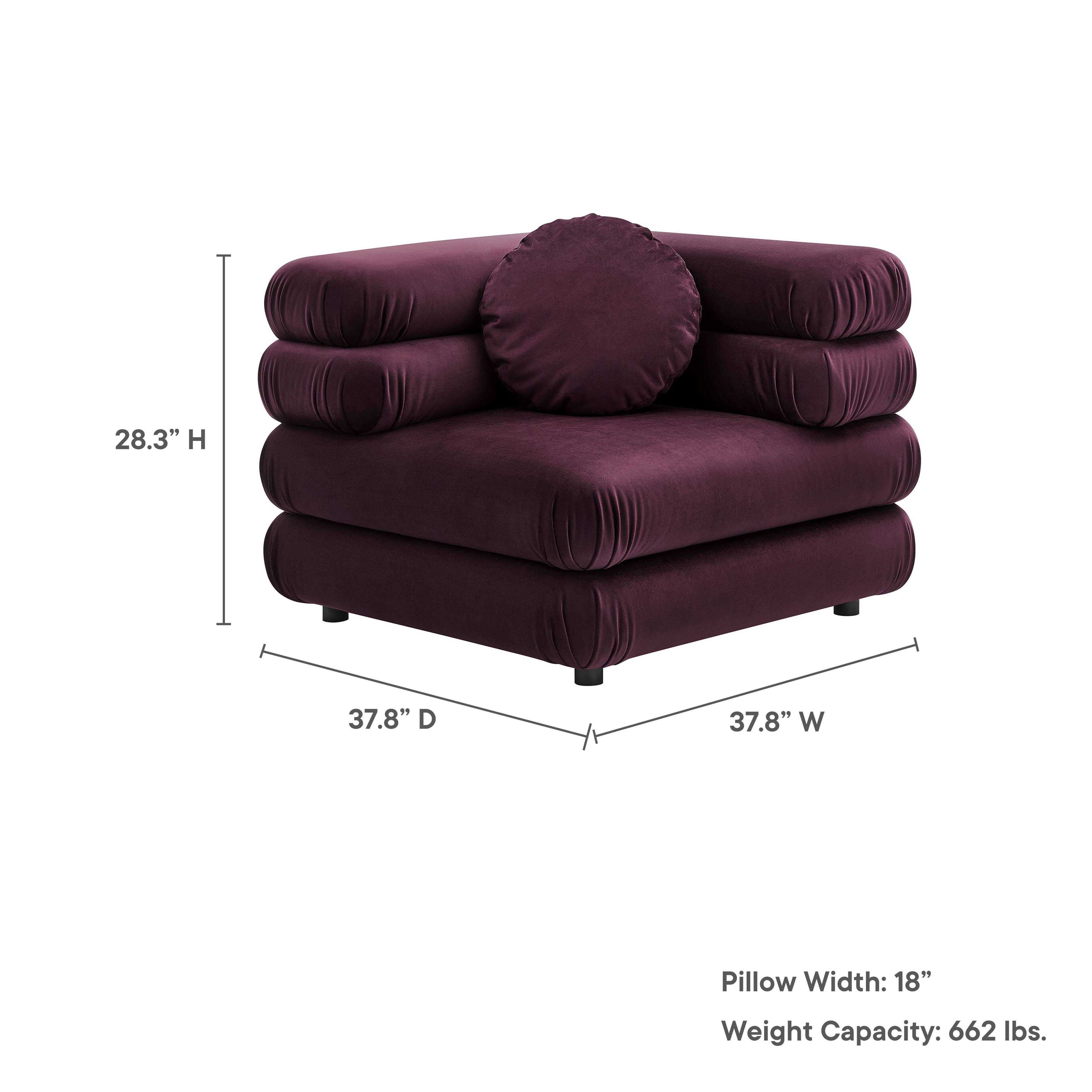 28.3" H 37.8" D 37.8" W Pillow Width: 18" Weight Capacity: 662 lbs.
