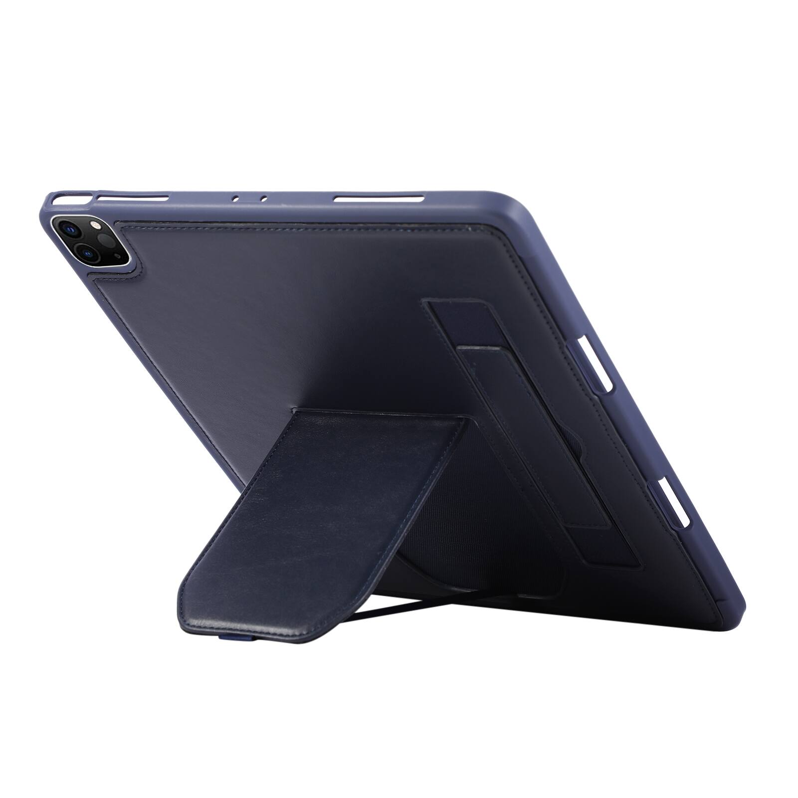 Back. UUCOVER - Case for iPad Air 13-inch M4 M3 M2 (2026/2025/2024) Shockproof PU Leather Hand Strap Kickstand Pencil Holder Cover - Blue.