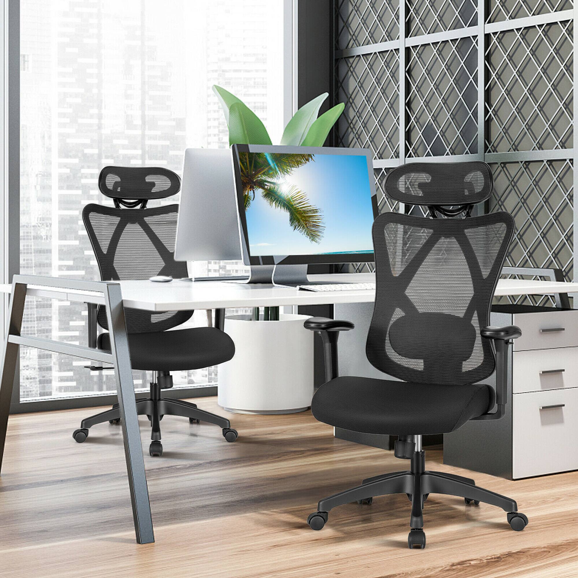 Alt View 3. Gymax - Gymax Reclining Mesh Office Chair Swivel Chair w/ Adjustable Lumbar Support - Black.
