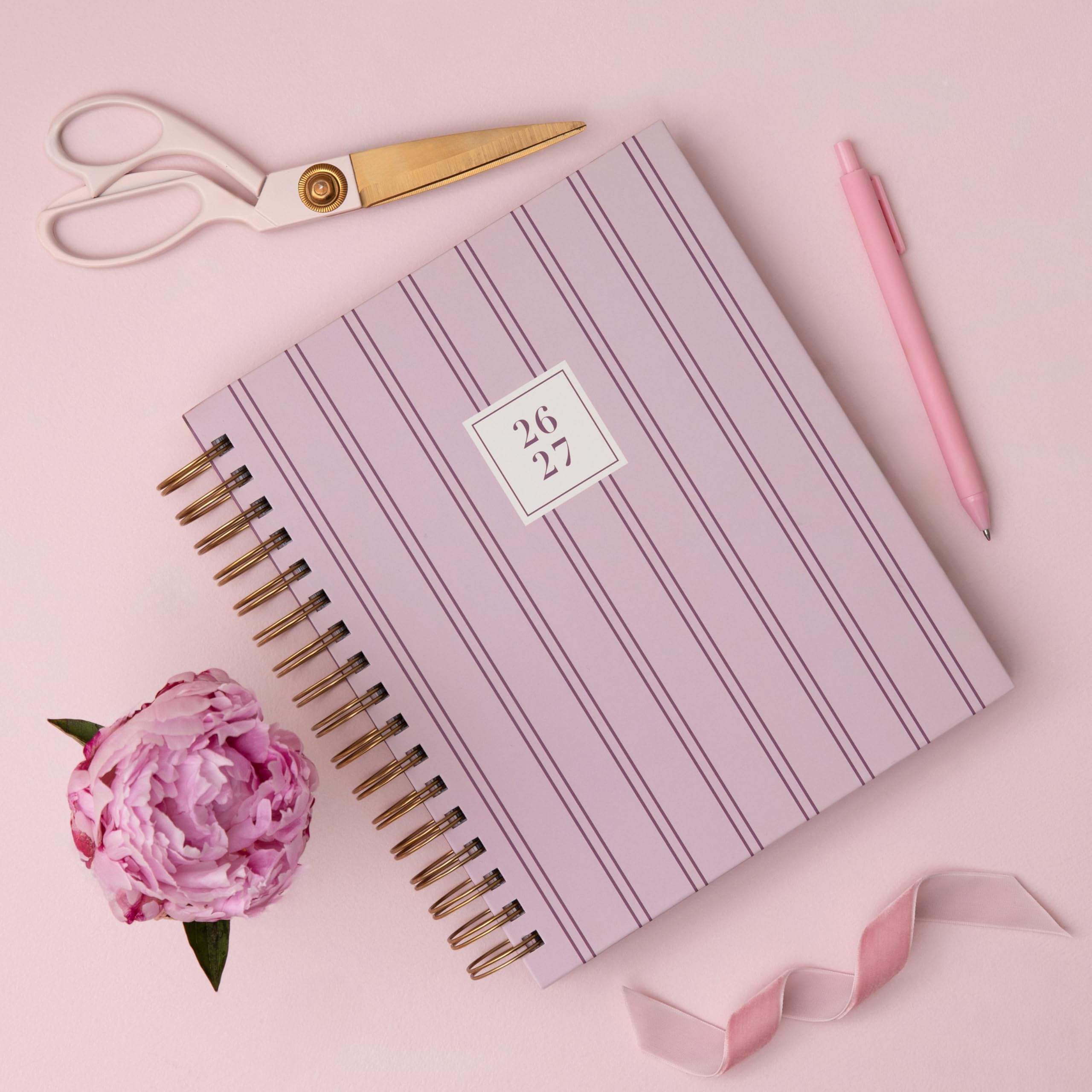 Angle. Blue Sky - Blue Sky 2026-2027 Daily & Monthly Academic Planner, 7"x9", Laine Pink.
